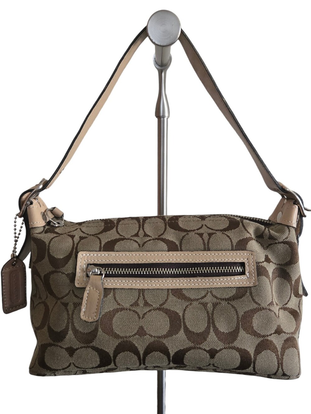Coach Vintage Y2K Signature C Demi Shoulder Bag Handbag Beige 6044